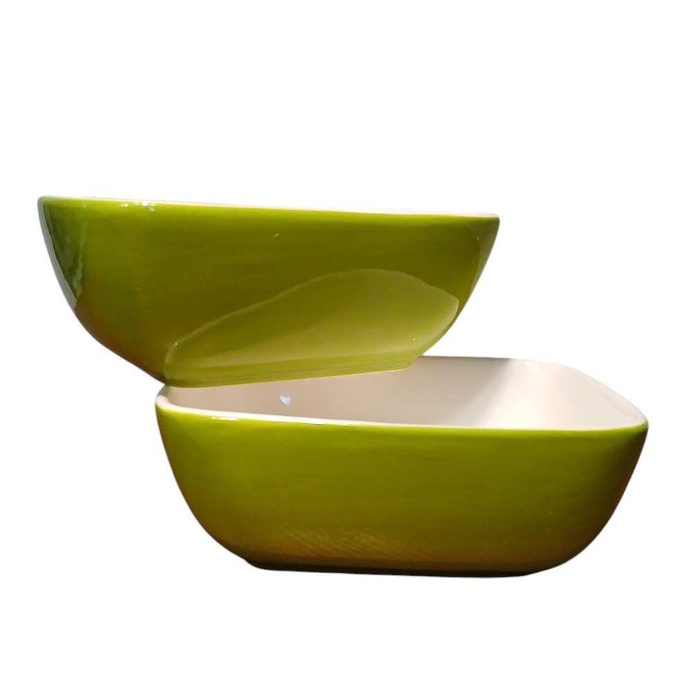 Celebrating Home Stoneware Ceramic 2 Mini Casserole Green Baking Dish 4.75"x3.5"